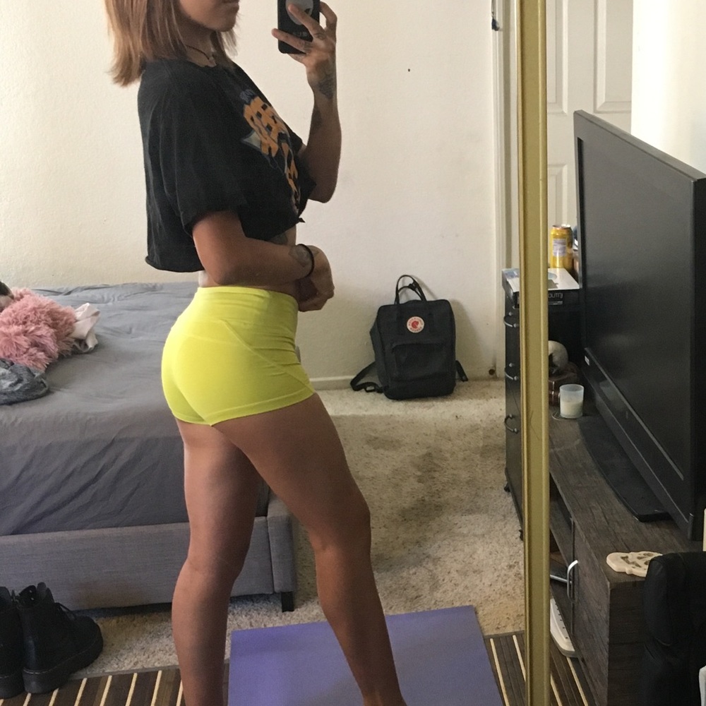 Neon yellow gym shorts